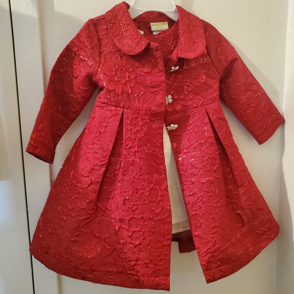 BlueBeri Red & White 2 Piece Dress Set, Girls  Size 2T